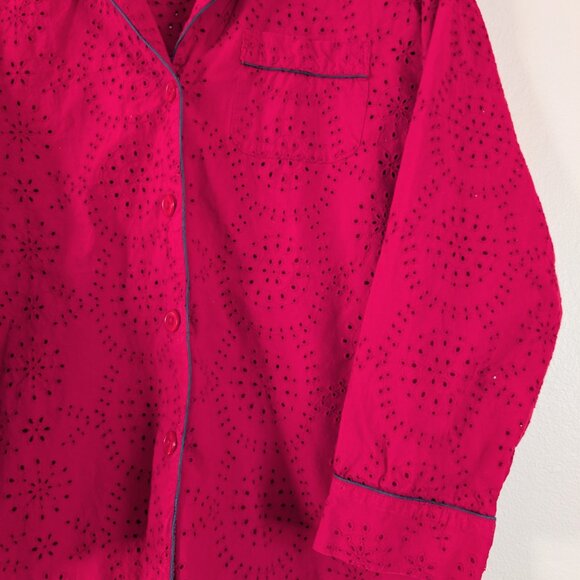 Free People Dream Together Collared Button Up Red Eyelet Top - Women's XS - Picture 4 of 13